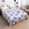 LUNA HOME Fleece Blanket 200*230cm Super Soft Throw Blue Floral Design.