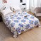 LUNA HOME Fleece Blanket 200*230cm Super Soft Throw Blue Floral Design.