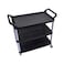 Plastic Utility Rolling Cart Kitchen Trolley, 3 Tier Commercial Rolling Service Cart for Hotel Restaurant BLACK