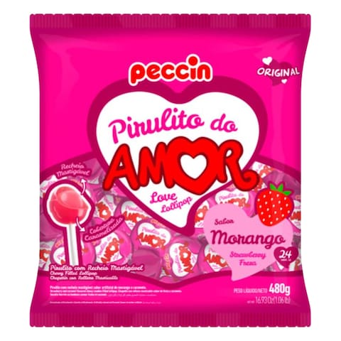 Peccin Amor Strawberry Lollipop 480g