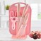 Kitchen Knife Set With Cutting Board With Wheat Straw Handle