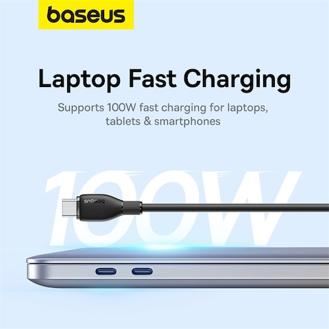 Baseus 100W USB C To USB C Charger Cable [1.2m 5A] , Type C iPhone 15 Fast Charging Cable Compatible With MacBook Pro, iPad Pro/Air, iPhone 15/15 Plus/15 Pro Max, Galaxy S23+/S23 Ultra, And More Black