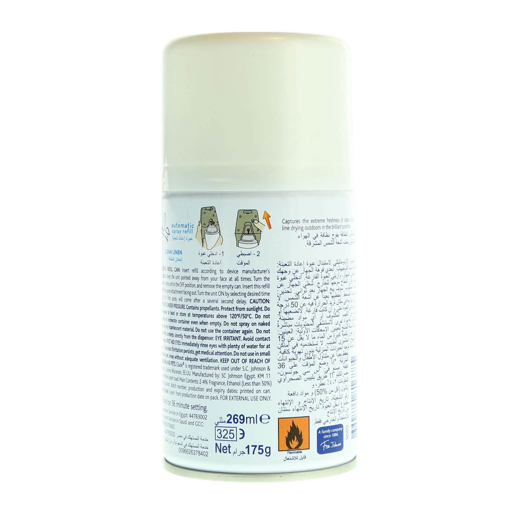 Glade Automatic Clean Linen Refill Can 175 Ml product thumbnail 3