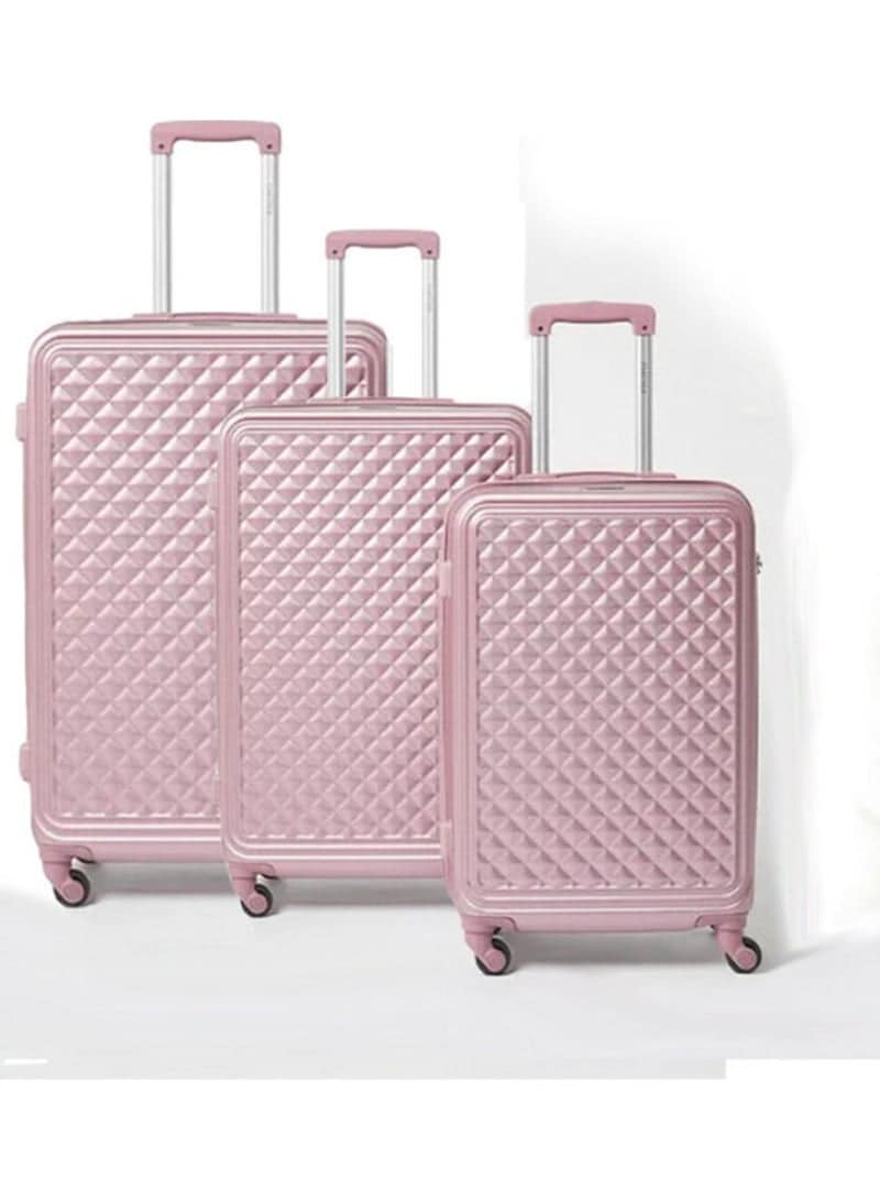 Buy Partner 3-Piece Textured Checkered Luggage Trolley Set, Light Pink ...