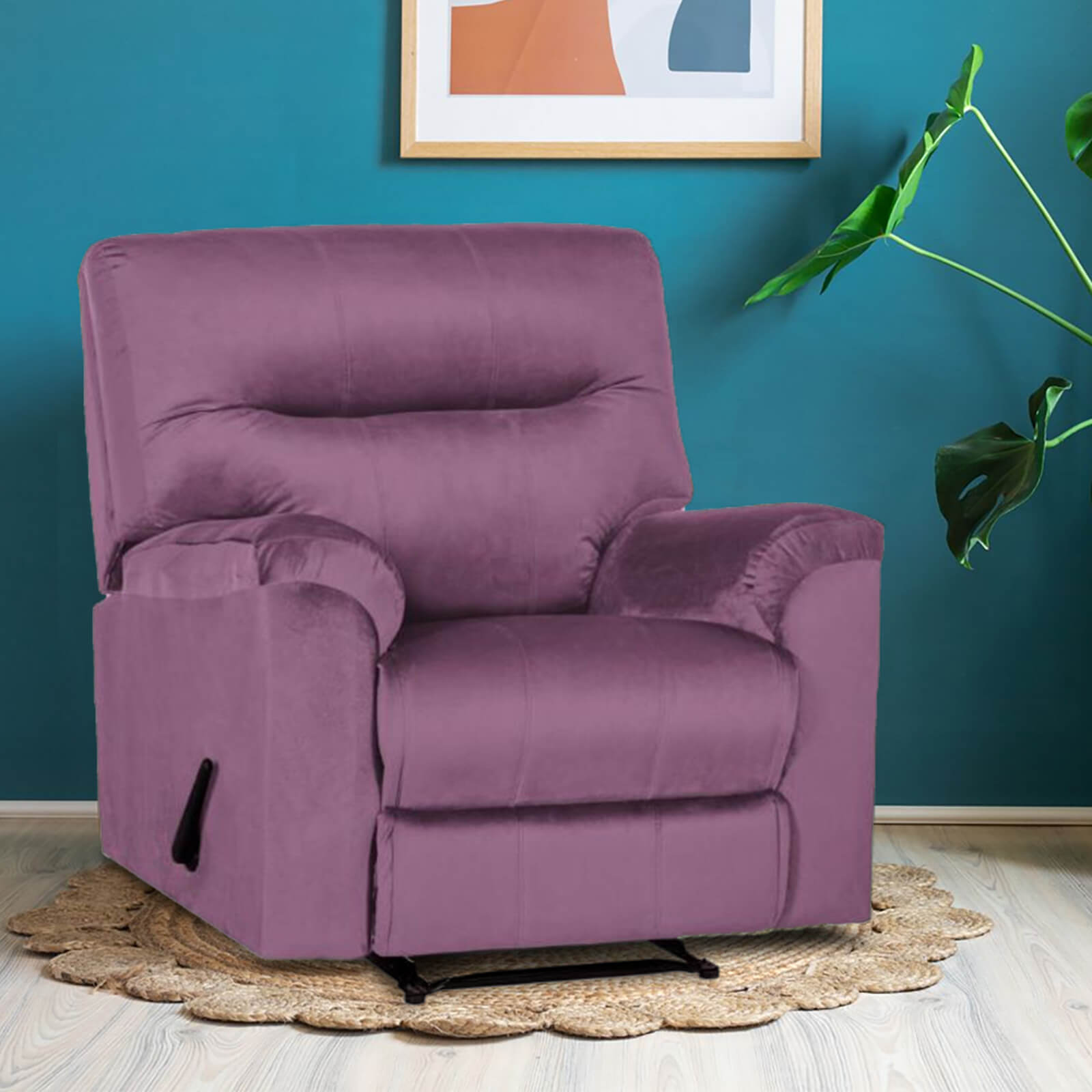 Buy In House Velvet Rocking & Rotating Recliner Chair - Light Purple ...