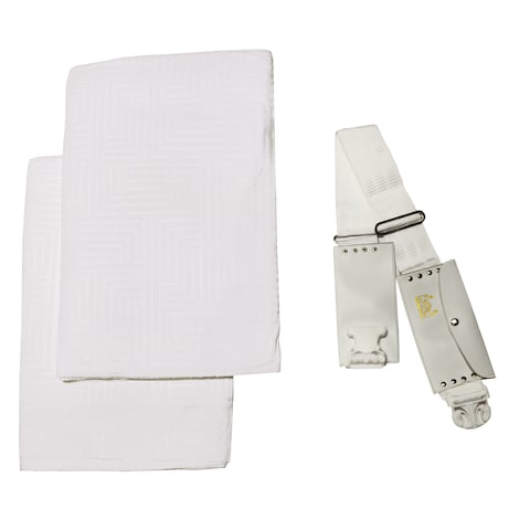 2-Piece Ihram Towel Set for Men with Regular Size Belt for Waists up to 34 Inches - Non-Stitched Umrah Towel, Pure White Hajj Towel, 82x42 Inches, 1.4 Kg