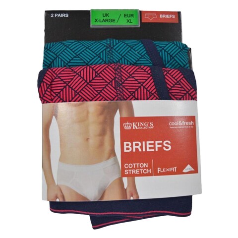 King&#39;s Collection 515 Cotton Stretch Flexifit Briefs For Men XL 2 Pieces