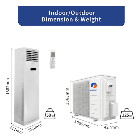 Gree i Flowind Inverter Tower Air Conditioner 48C3 White 4 Ton