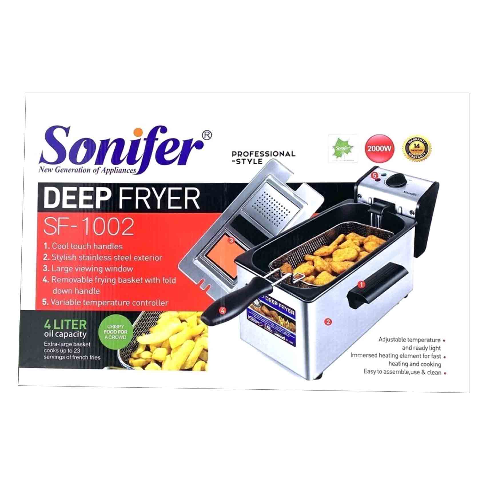 Sonifer SF-1002 Deep Fryer 4L 2000W Black And Silver