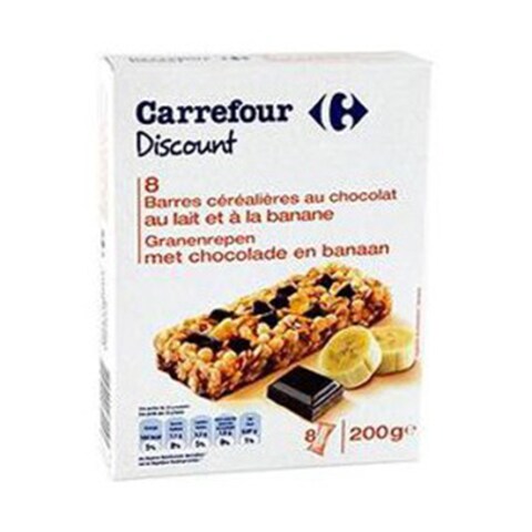 Carrefour Discount Cereal Bar Chocolate  Banana 200GR Pack Of 8
