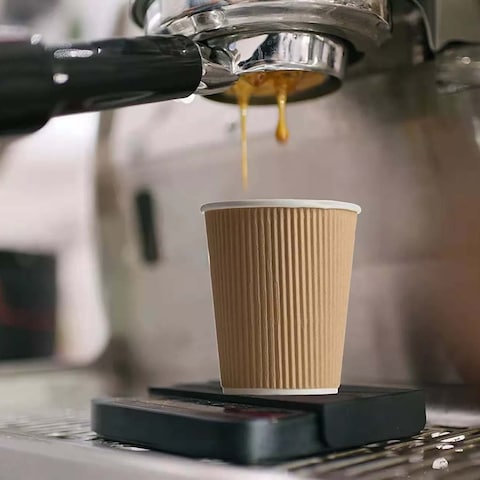 Yesocea [50 Cups] 12 oz. Kraft Disposable Coffee Cups - Triple Wall Ripple Paper Cups for Tea, Drinks To-Go