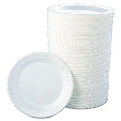 Lavish [ 100- Piece ] 9 Inch Disposable White Foam Plates Birthday Wedding Christmas Party Supplies