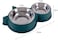 Okbuynow Double Dog Cat Bowls Durable Stainless Steel Pet Bowl with No-Slip Cute Modeling Food Water Feeder for Puppy Medium Pets Dogs Cats Green&hellip;