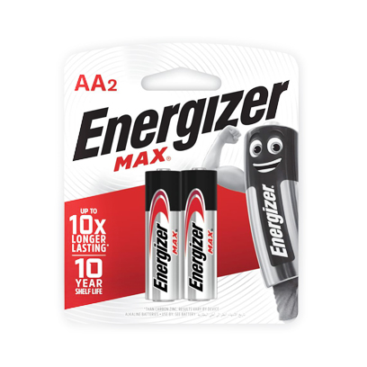 Energizer Alkaline Battery Max Power AA 2 Batteries