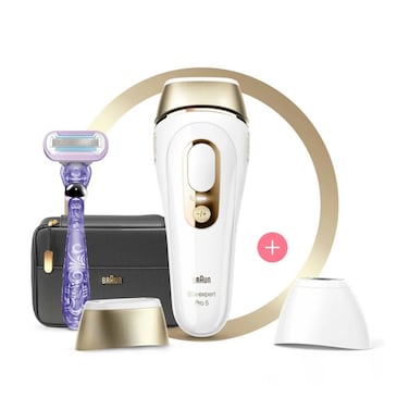 جهاز إزالة الشعر براون IPL سيلك اكسبرت برو 5 بالليزر - أبيض/ذهبي - PL5147