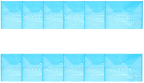 Generic Huajie W-209-18 My Clear Bag Plastic Envelope A4 Set Of 12, Blue