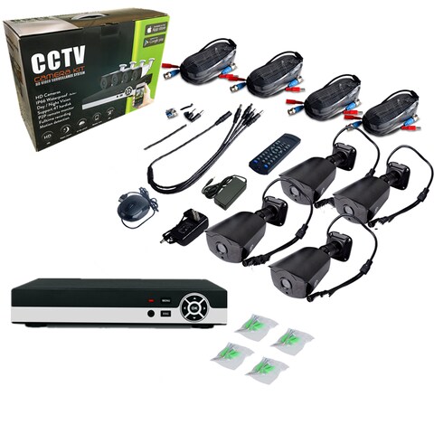 Tomvision - 4Channel AHD 5in1 DVR Camera complete Kit 2.0MP/1080P CCTV Surveillance Recording System Kit 4CH Bullet IP66 Waterproof Clean Night Vision Camera Alarm System Home Security
