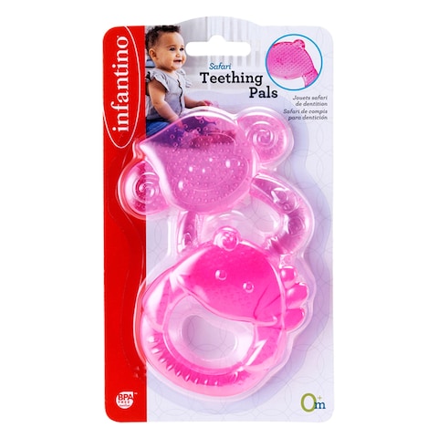 Infantino Safari Teething Pals 0+ Months 2 Pieces Pink