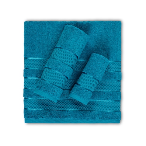 Safi Plus Luxury Hotel Quality 100% Turkish Genuine Cotton Towel Set, 2 Bath Towels 2 Hand Towels 2 Washcloths Super Soft Absorbent Towels for Bathroom &amp;amp; Kitchen Shower - Ocean Blue