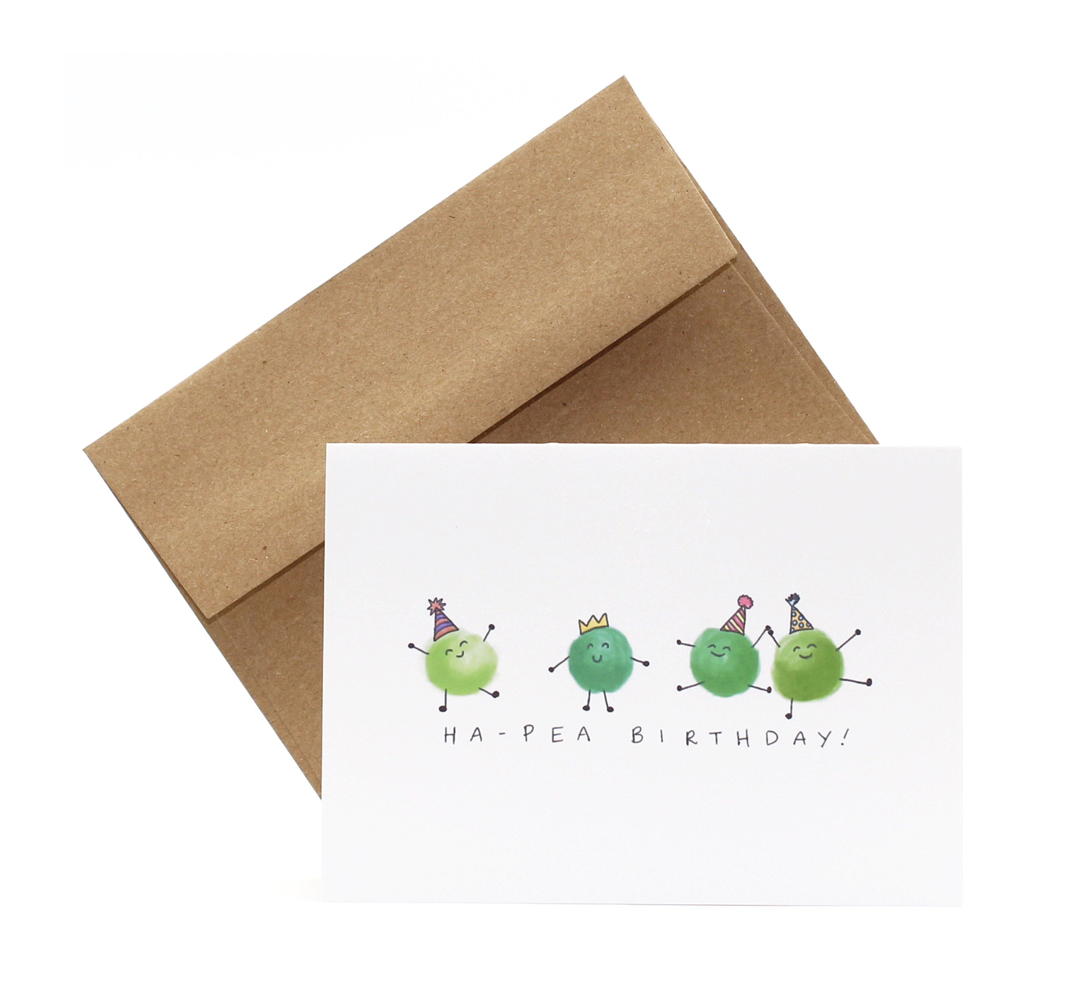 The Crafty Couple - Greeting Card, Birthday Card - Blank Inside - Handcrafted in The UAE - Envelope Included - Ha-Pea Birthday!