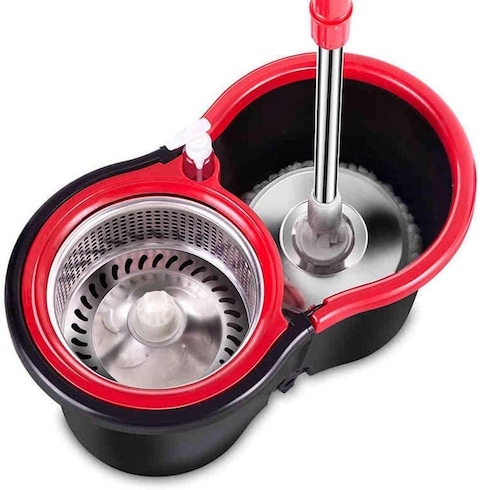 Lushh 360 degree Spinn Rotary Mop Bucket Home Cleaner Extended Easy Press Stainless Steel Handle and Easy Wring Dryer Basket for Home Kitchen Floor Cleaning