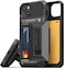 VRS Design Damda Glide Hybrid designed for iPhone 14 PLUS case cover wallet [Semi Automatic] slider Credit card holder Slot [3-4 cards] &amp; Kickstand - Black Groove