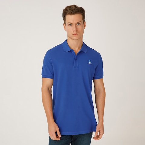Buy Anemoss Blue Sailboat Men's Polo Collar T-shirt, Short Sleeve