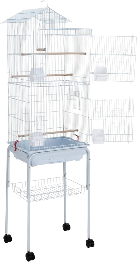 Egardenkart Roof Top Large Bird cage with Rolling Stand for Cockatiel Sun Conure Parakeet White Online Carrefour UAE