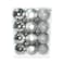 Baubles Shiny Matt Glitter Silver 5cm 24Pcs/PVC Box