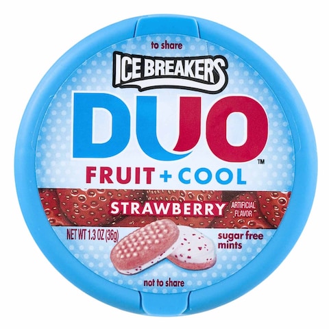 Hatsheys Ice Breakers Duo Fruit And Cool Strawberry Mints Candies 37g