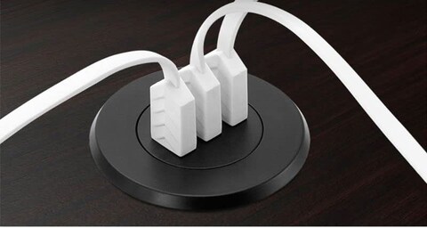 Grommet Hole USB 2.0 with 3 Ports HUB Connect Mobile Phones Tablet Suitable for Office Home Desk Hole 5cm (Black)