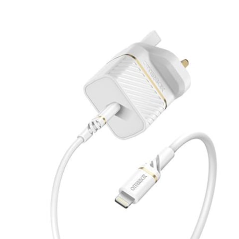 Otterbox UK Wall Charger 20W + USB-C Cable 1M Rugged Fast Compact Charger for USB-C Devices - White