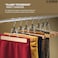 10PK ZOBER Premium Wooden Pants Hangers Solid Lacquered Non Slip Trouser Hanger, Cloth Safe Lock Skirt Hangers, 360 Degree Swivel Hook, for Skirts, Pants, Jeans, Slacks, Shorts, (Natural Wood)