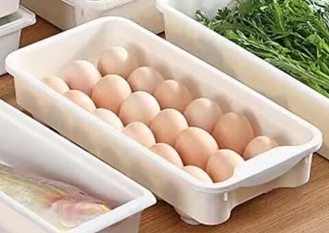 Egg Container for Fridge Egg Storage Tray Box Egg Holder for Countertop white Essential Kitchen Tools (18-Grid) (style1(36*7.5*8cm))