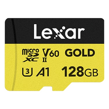 ليكسار بروفيشنال غولد UHS-II V60 بطاقة ذاكرة مايكرو SD باللونين الذهبي والأسود بسعة 128 غيغابايت