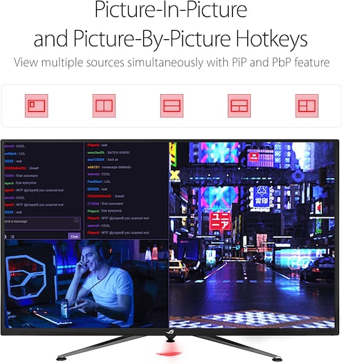 Asus Rog Strix Xg438Q 43&rdquo; Large Gaming Monitor With 4K 120Hz Freesync 2 HDR DisplayHDR 600 90% DCI-P3 Aura Sync 10W Speaker Non-Glare Eye Care With HDMI 2.0 DP 1.4 Remote Control