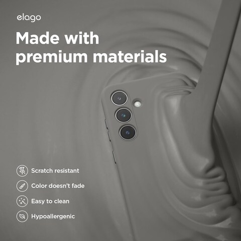elago Liquid Silicone for Samsung Galaxy S24 case cover Full Body Screen Camera Protective, Shockproof, Slim, Anti-Scratch Soft Microfiber Lining - Medium Grey
