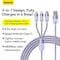 3 in 1 Multi Charging Cable, nylon braided USB to Lightning &amp; USB-C charger for Apple &amp; Android devices. Fast charging for iPhone 14/13/12/11/8/iPad Pro, Samsung. 1.2M Purple.


