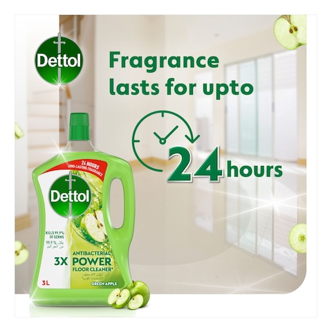 Dettol 3x Power Antibacterial Floor Cleaner Green Apple 3L