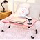 Foldable Laptop Bed Table Multi-Function Lap Bed Tray Table with Storage Drawer and Water Bottle Holder, Serving Tray Dining Table with Slot for Eating, Working on Bed/Couch/Sofa - Pink, LT3-PNK