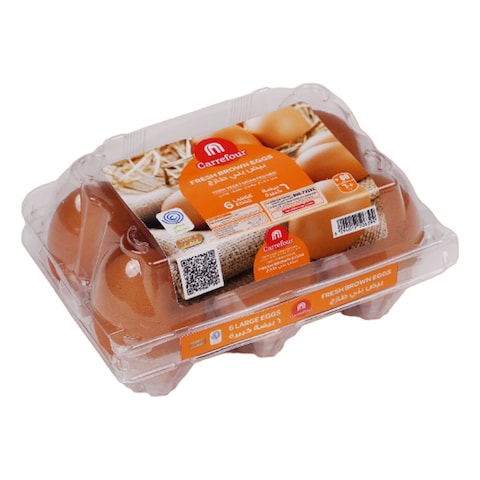 Carrefour Fresh Brown Eggs, Large, 6 PCS