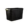 Strata Made in UK Heavy Duty Outdoor Storage Box with Lid and Wheels, Storage Trunk 110 Litres, 77L x 42W x 50.5H cm - Black-STR-XW420-BLK/YEL-EX
