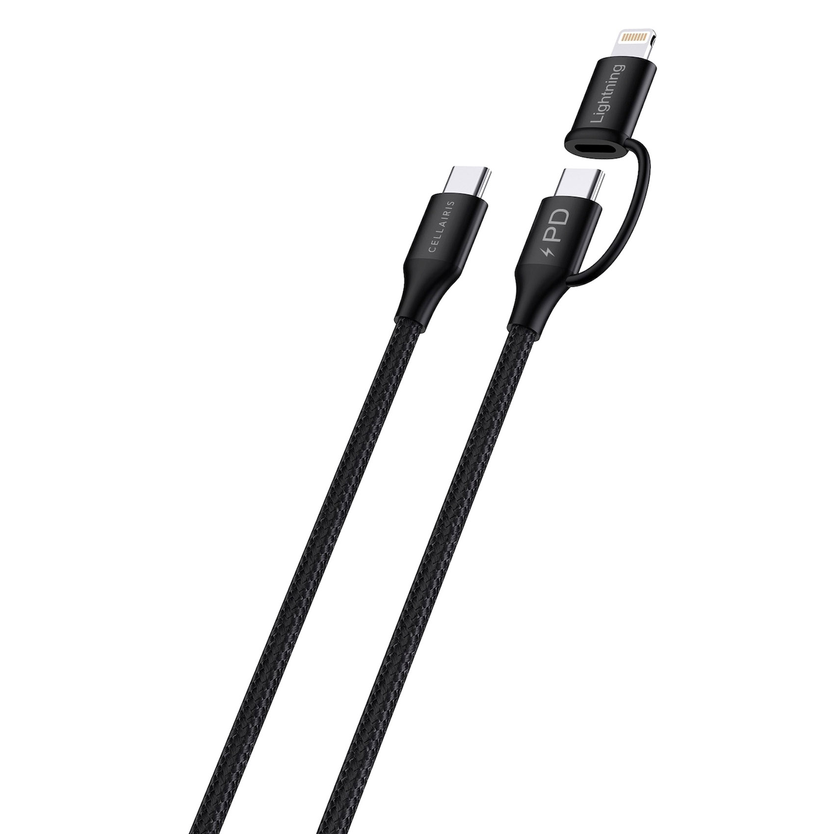 Cellairis 2-In-1 USB Type-C To Lightning Port Data Sync Charging Cable Black