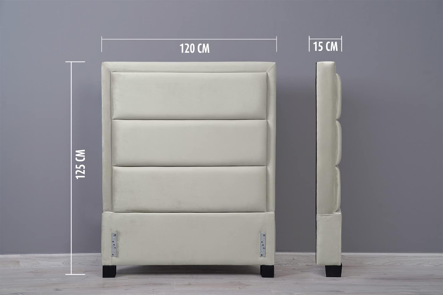 PAN Home Home Furnishings Trojan Headboard Velvetl-120: H-125cm White