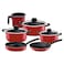 Tramontina 9 Pieces Red Aluminum Cookware Set with Interior and Exterior Starflon Max Nonstick Coating