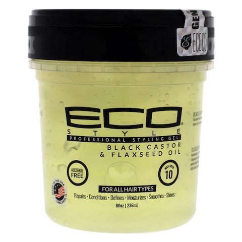Eco Professional Black Castor And Flaxseed Oil Hair Styling Gel 236ml