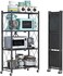 ECVV Leostar 4 Layer Shelf Foldable Storage Shelving Unit With Wheels, Metal Rack Display For Garage Kitchen Pantry Closet Laundry, Black, Str-4326, 4-Shelf