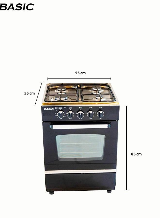 Basic Gas Stove With 4 Gas Burners, Black, C5555S3V-GC-450-S (Installation Not Included)