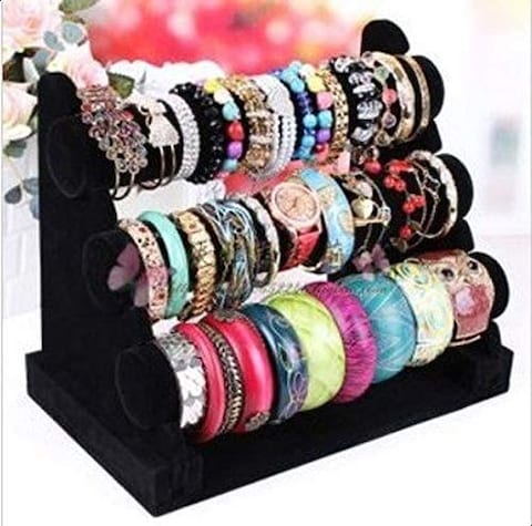 Generic Black 3-Tier Velvet Watch/Bracelet Jewelry Display Holder Stand