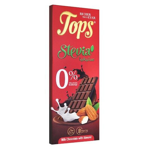 Tops Milk Chocolate Almond With Stevia Gluten And Sugar Free 60 Gram ...